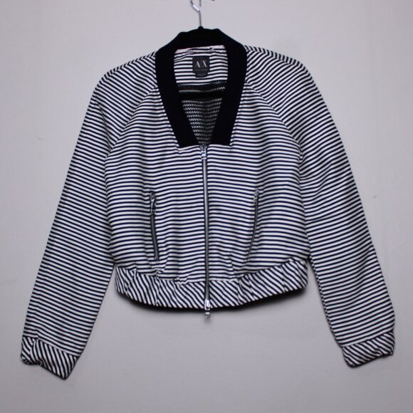 Armani Exchange Black & White Striped Bomber XS - Picture 5 of 16